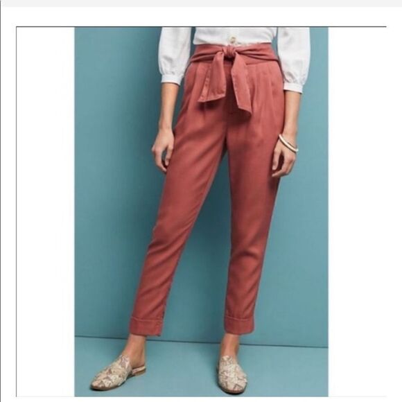 Cartonnier by Anthropologie Pink Tie Tapered Pants - Picture 1 of 5